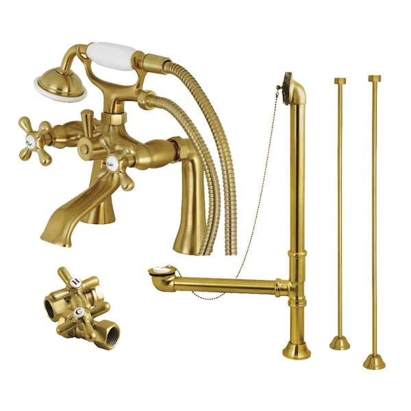 Clawfoot Tub Faucet Packages, Brushed Brass, Deck Mount